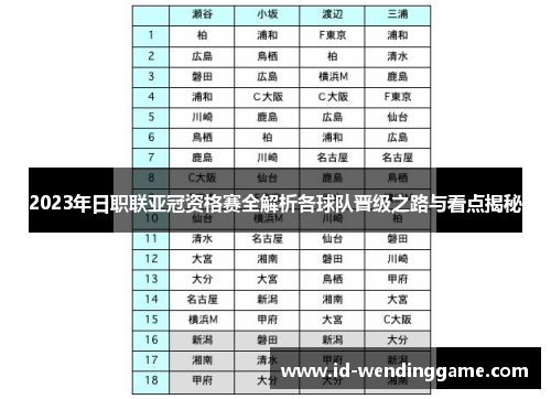 2023年日职联亚冠资格赛全解析各球队晋级之路与看点揭秘